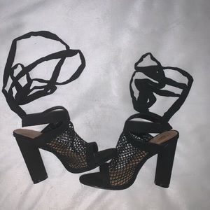 Black wrap up heels
